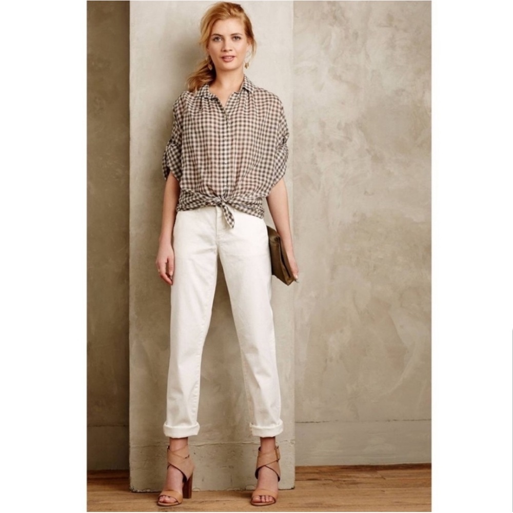 Anthropologie Relaxed Chino Pants Cotton Off White Rainbow Speckled 29